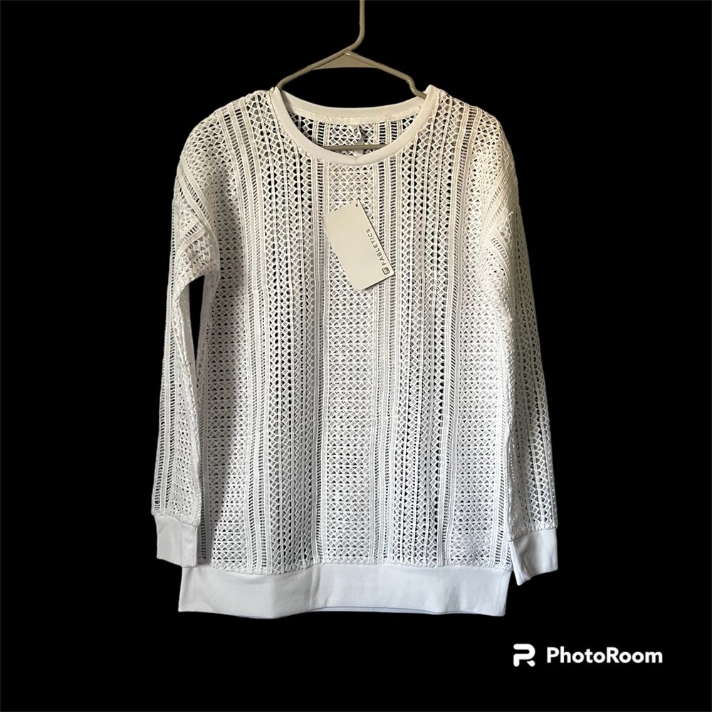 Fabletics Womens Size S White Sophie Tunic Long Sleeve Mesh Top